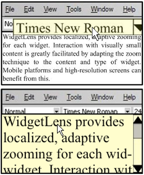 WidgetLens: A System for Adaptive Content Magnification of Widgets